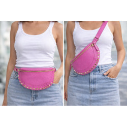 Sac Banane femme en Cuir Grainé " Clouté "