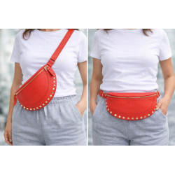 Sac Banane femme en Cuir Grainé " Clouté "