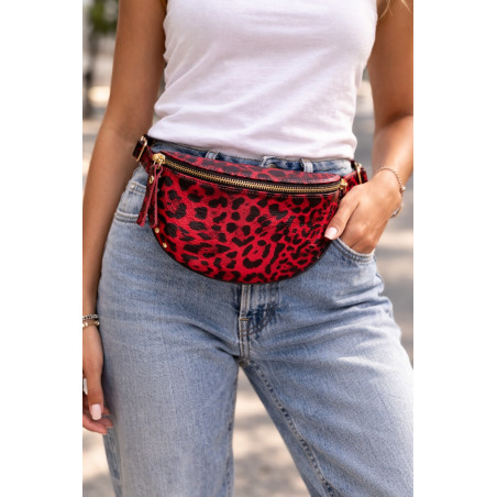 Sac banane motif animal en cuir italien