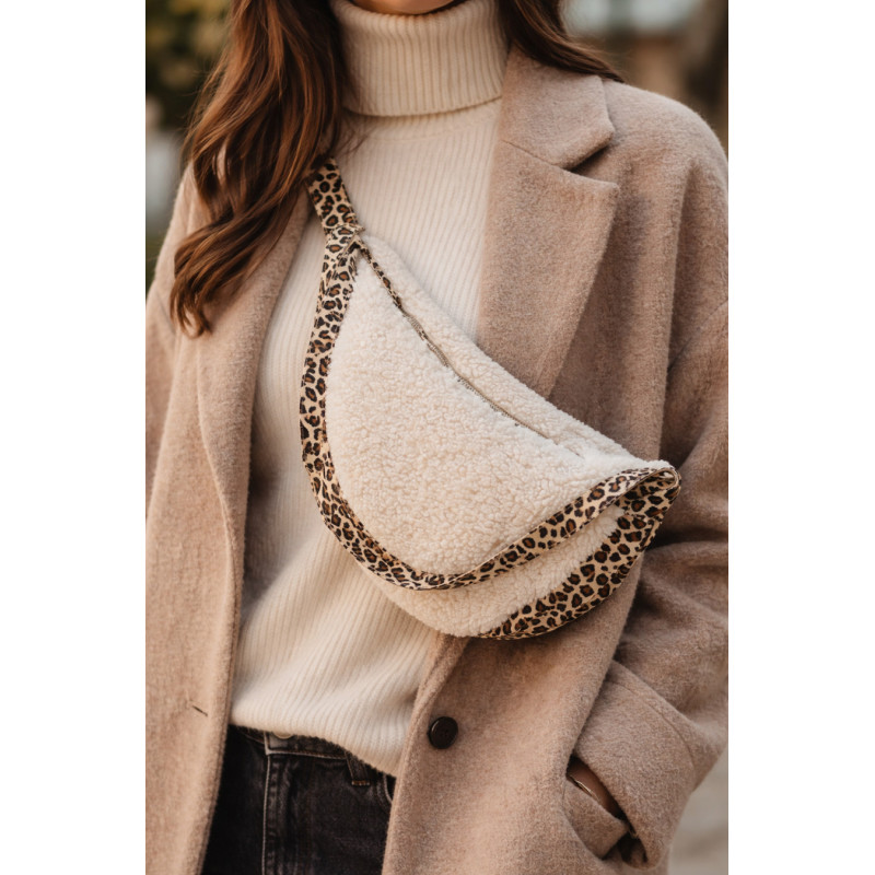 Sac banane femme effet moumoute – sac ceinture tendance chic style léopard