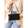 Sac pochette femme en cuir effet croco – bandoulière et sangle amovibles