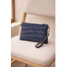 Sac pochette femme en cuir effet croco – bandoulière et sangle amovibles