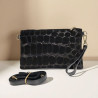 Sac pochette femme en cuir effet croco – bandoulière et sangle amovibles