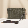 Sac pochette femme en cuir effet croco – bandoulière et sangle amovibles