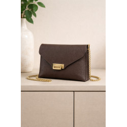 Sac bandoulière femme en cuir grainé avec chaîne dorée