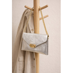 Sac bandoulière femme en cuir grainé avec chaîne dorée