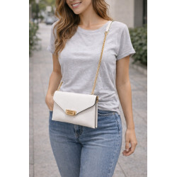 Sac bandoulière femme en cuir grainé avec chaîne dorée