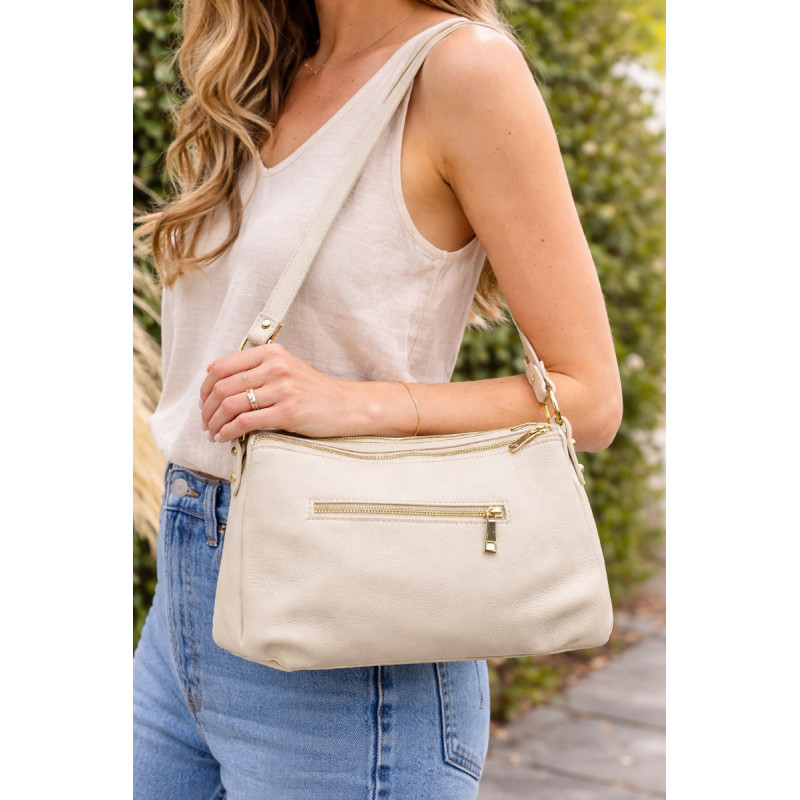 Sac porté épaules en cuir grainé double compartiment