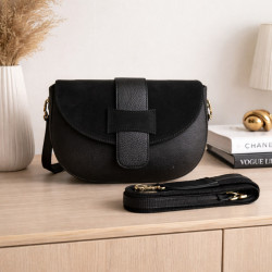 Sac Bandoulière en Cuir Avec Bandoulière Assortie et rabat en Daim