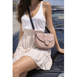 Sac Bandoulière en Cuir Avec Bandoulière Assortie et rabat en Daim