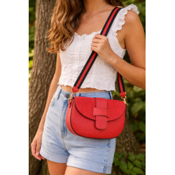 Sac Bandoulière en Cuir Avec Bandoulière Assortie et rabat en Daim