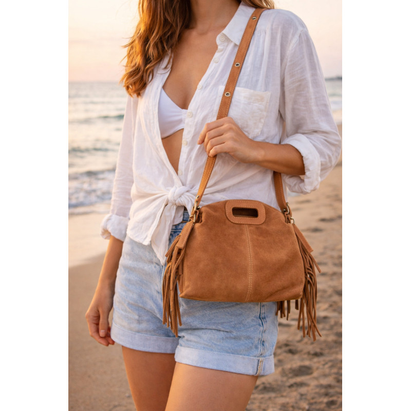Sac à Main en Daim Avec Franges