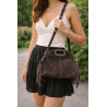Sac bandoulière cuir suédé à franges femme – style bohème chic