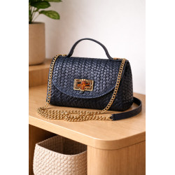 Sac à main au motif  tressé avec chaîne dorée – élégant et chic