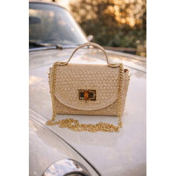 Sac à main au motif  tressé avec chaîne dorée – élégant et chic