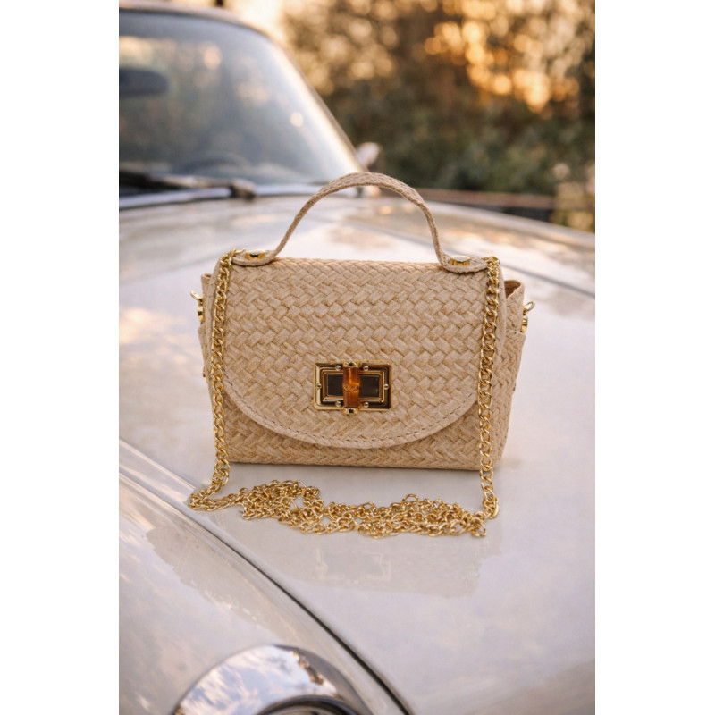 Sac à main au motif  tressé avec chaîne dorée – élégant et chic