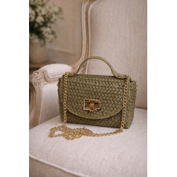 Sac à main au motif  tressé avec chaîne dorée – élégant et chic