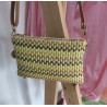 Pochette bandoulière femme en cuir et raphia multicolore