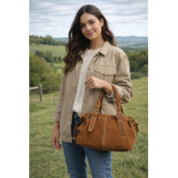 Sac à main femme en daim – cabas bohème chic, tendance campagne, cuir suédé