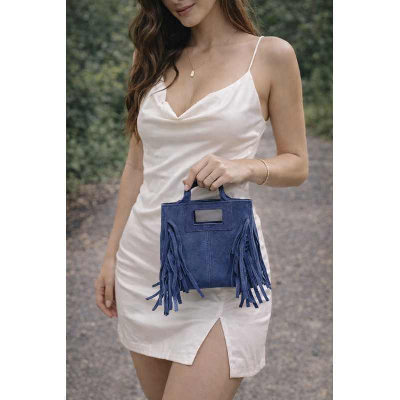 Petit sac bandoulière en daim à franges – style bohème chic