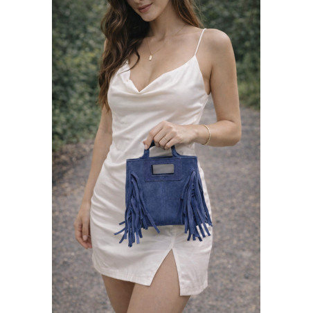 Petit sac bandoulière en daim à franges – style bohème chic