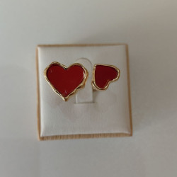 Bague cœur rouge ajustable – Bijou doré romantique et tendance