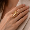 Bague croix ajustable design ovale – Bijou femme élégant et tendance