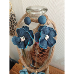 Boucles d’oreilles fleur tissu perlé – Bijou femme tendance et élégant