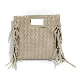Sac bandoulière femme motif tressé à franges – Pochette bohème chic été