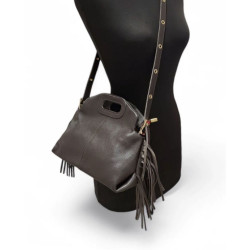 Sac bandoulière femme en cuir souple à franges – Sac bohème chic avec anse découpée