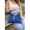 Sac épaule femme élégant effet cuir et suédine – Fermoir doré chic
