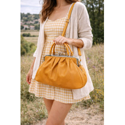 Sac à main femme rétro cuir souple avec fermoir vintage – Sac bandoulière élégant