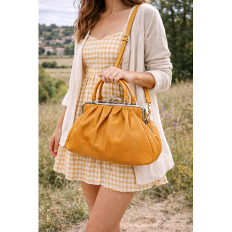 Sac à main femme rétro cuir souple avec fermoir vintage – Sac bandoulière élégant