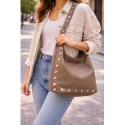 Sac hobo femme cuir souple à clous – Sac épaule tendance et élégant