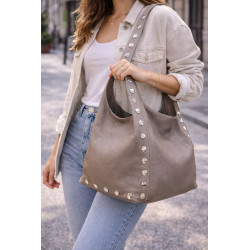 Sac hobo femme cuir souple à clous – Sac épaule tendance et élégant