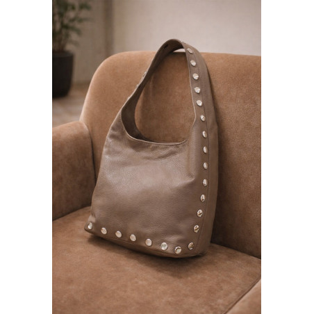 Sac hobo femme cuir souple à clous – Sac épaule tendance et élégant