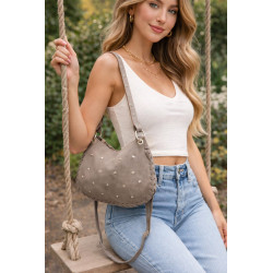 Sac bandoulière femme daim clouté – sac porté épaule bohème chic tendance