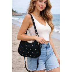 Sac bandoulière femme daim clouté – sac porté épaule bohème chic tendance