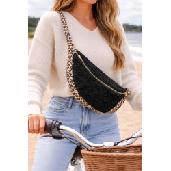 Sac banane femme effet moumoute – sac ceinture tendance chic style léopard