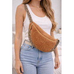 Sac banane femme effet moumoute – sac ceinture tendance chic style léopard
