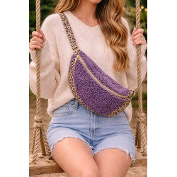 Sac banane femme effet moumoute – sac ceinture tendance chic style léopard