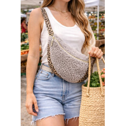 Sac banane femme effet moumoute – sac ceinture tendance chic style léopard