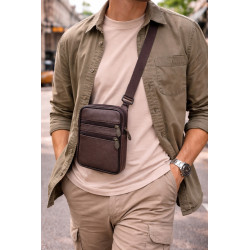 Sacoche homme bandoulière cuir – pochette compacte multi-poches pratique et élégante