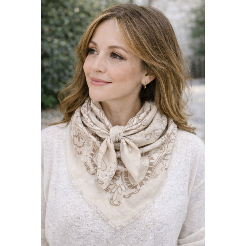 Bandana femme motif imprimé en viscose – Accessoire tendance & léger