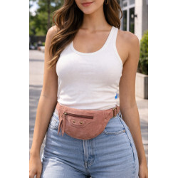 Sac banane femme en suédine – Style bohème chic avec zip et bandoulière réglable