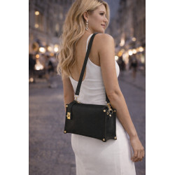 Sac bandoulière femme élégant – Petit sac structuré tendance avec détails métalliques – Format compact chic