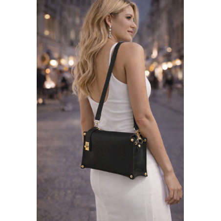 Sac bandoulière femme élégant – Petit sac structuré tendance avec détails métalliques – Format compact chic