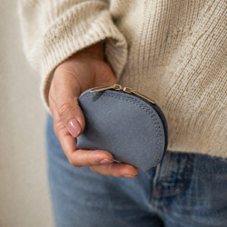 Petit porte-monnaie compact femme en cuir
