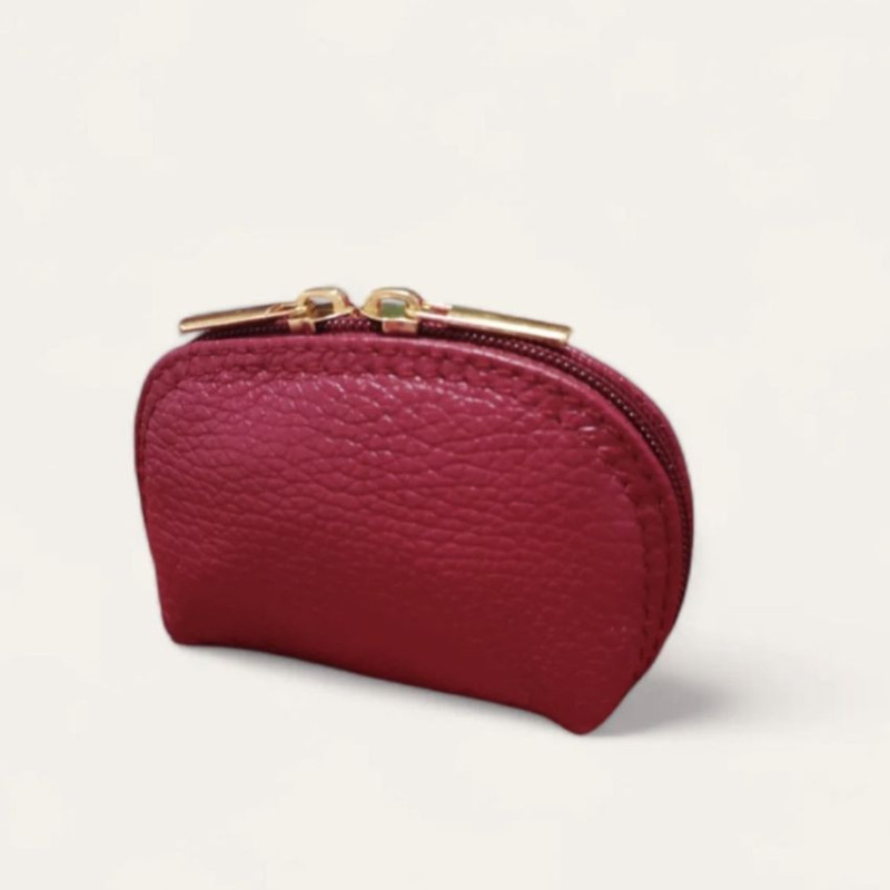 Petit porte-monnaie compact femme en cuir