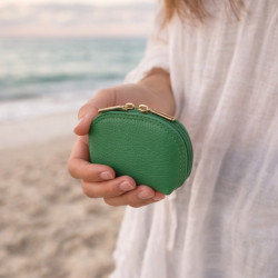 Petit porte-monnaie compact femme en cuir